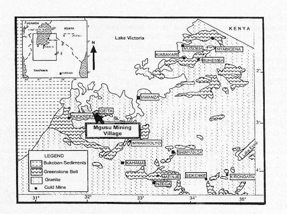 図１ ビクトリア湖周辺の金採鉱地